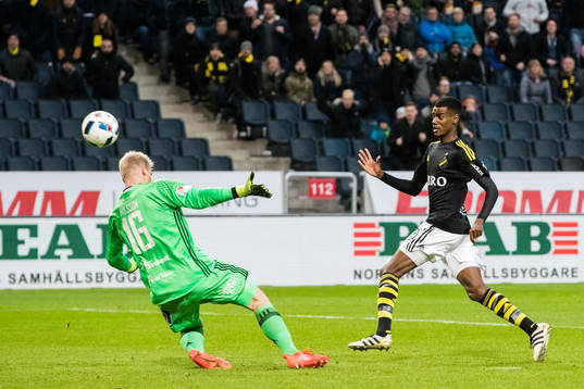 s Alexander Isak med ett skott förbi Östersunds målvakt