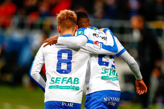 Norrköpings Nicklas Bärkroth och Niclas Eliasson  jublar