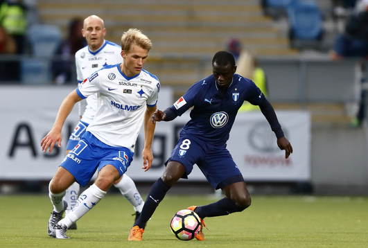 Norrköpings Sebastian Andersson och Malmö FFs Enoch Kofi