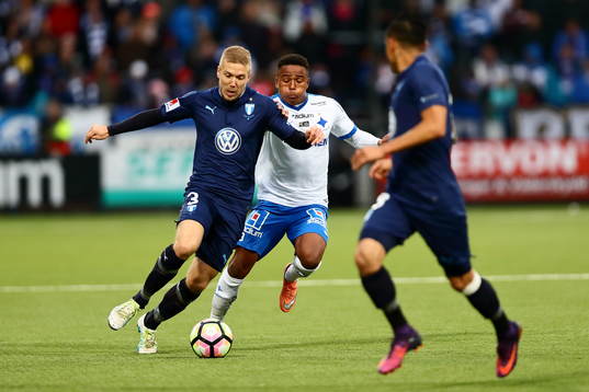 Malmö FFs Anton Tinnerholm och Norrköpings Niclas Eliasson
