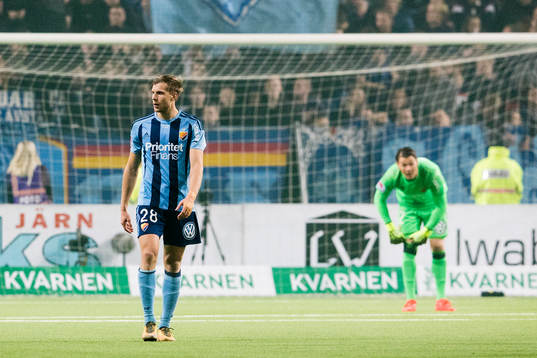 Djurgårdens Niklas Gunnarsson och målvakt Kenneth Høie