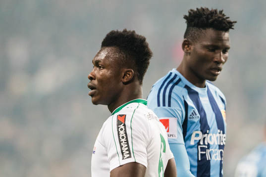 Hammarbys Joseph Aidoo och Djurgårdens Michael Olunga