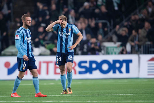 Djurgårdens Alexander Faltsetas och Niklas Gunnarsson