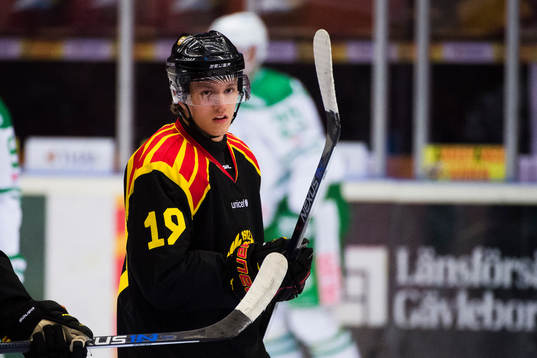 Brynäs Johannes Kinnvall före ishockeymatchen i SHL