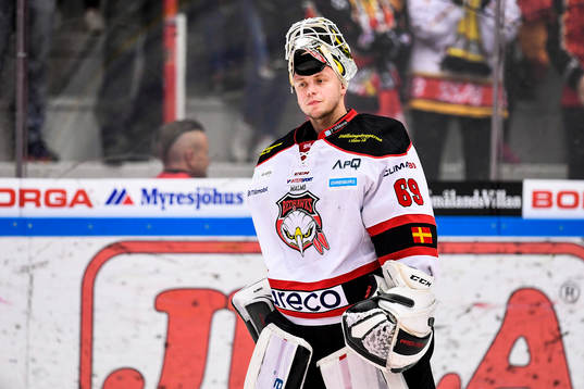 Malmö Redhawks målvakt Oscar Alsenfelt deppar