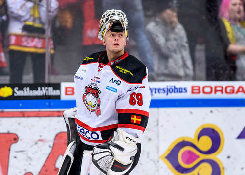 Malmö Redhawks målvakt Oscar Alsenfelt deppar