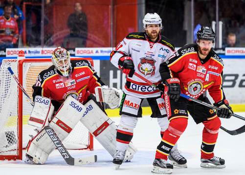 Luleås målvakt Filip Gustavsson och Jan Sandström