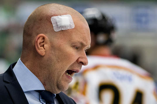 Luleås tränare Stefan Nilsson fick en puck i huvudet och