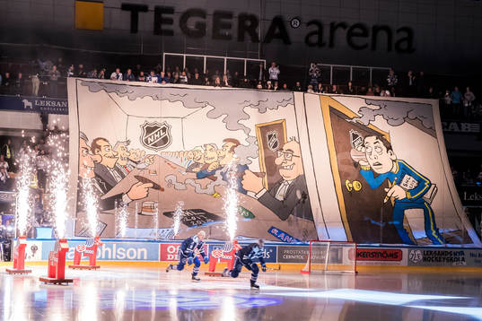 TIFO innan ishockeymatchen i SHL mellan Leksand och Rögle
