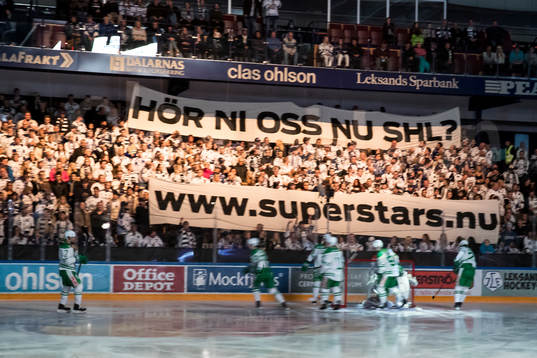 TIFO innan ishockeymatchen i SHL mellan Leksand och Rögle