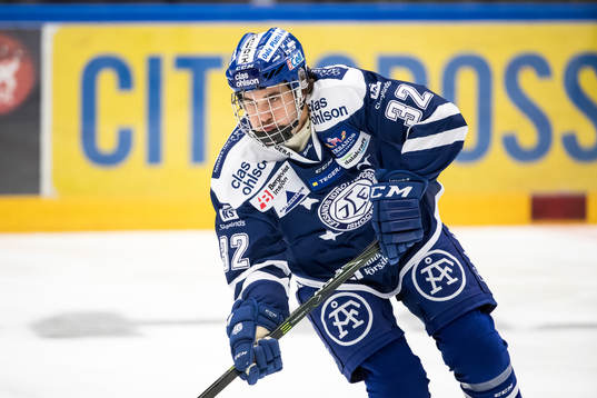 Leksands Emil Bemström i ishockeymatchen i SHL mellan