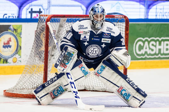 Leksands målvakt Henrik Haukeland i ishockeymatchen i SHL