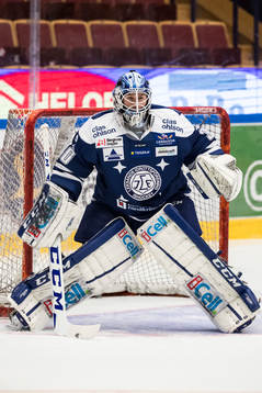Leksands målvakt Henrik Haukeland i ishockeymatchen i SHL