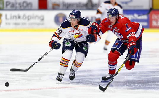 Djurgårdens Patrik Lundh och Linköpings Emil Kristensen