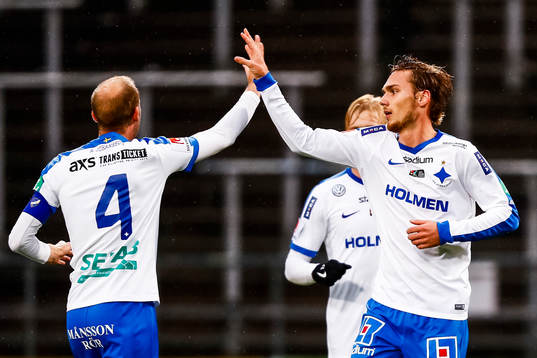 Norrköpings Linus Wahlqvist och Andreas Johansson jublar
