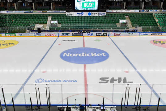 Vy över isen i Lindab Arena