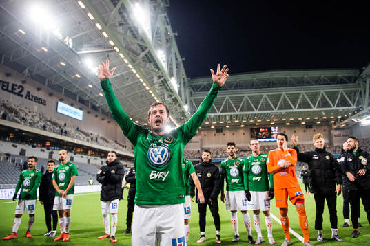 Jönköpings spelare med Fredric Fendrich längst fram