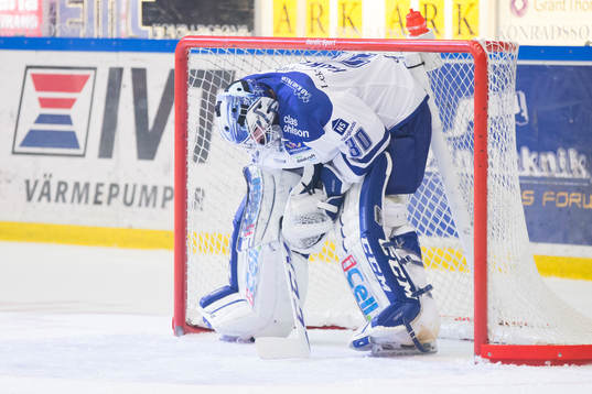 Leksands målvakt Henrik Haukeland deppar