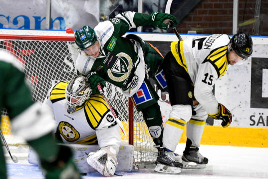 Färjestads Joakim Nygård och Brynäs Simon Bertilsson och