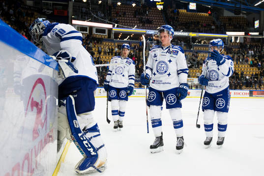 Leksands målvakt Henrik Haukeland och Martin Karlsson