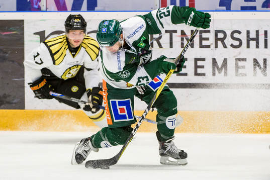 Brynäs Pathrik Westerholm och Färjestads Tim Stapleton