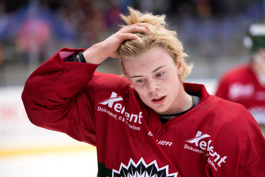Frölundas Markus Christensson innan ishockeymatchen i SHL