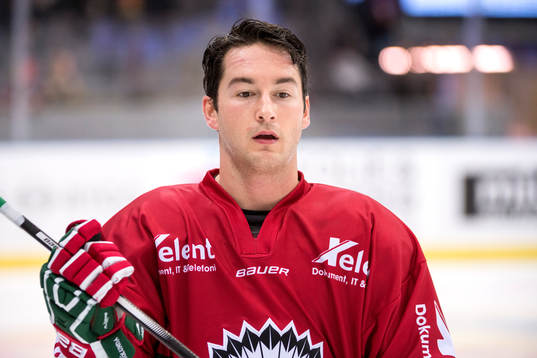 Frölundas Casey Wellman innan ishockeymatchen i SHL mellan