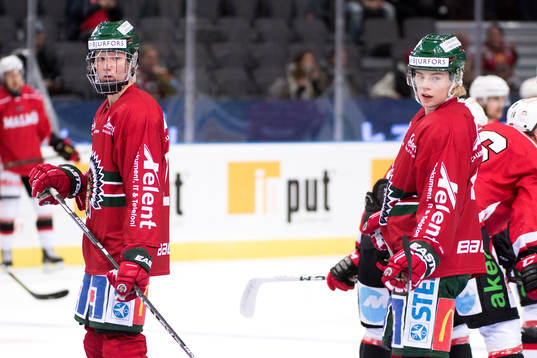 Frölundas Rasmus Dahlin och Markus Christensson innan