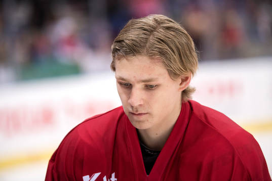 Frölundas Kristoffer Gunnarsson innan ishockeymatchen i