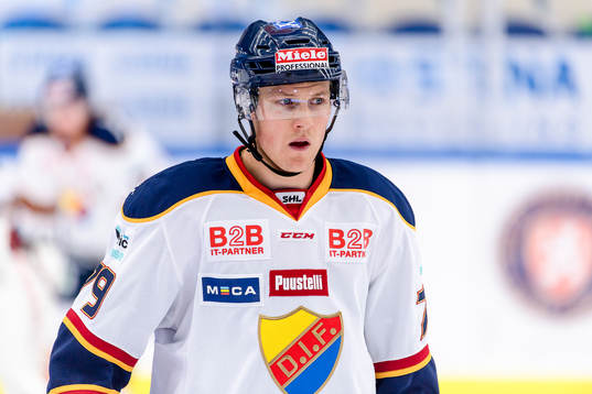 Djurgårdens Patrik Lundh före ishockeymatchen i SHL