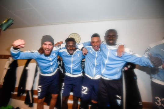 Malmö FFs Erdal Rakip , Pa Konate , Tobias Sana och Enock