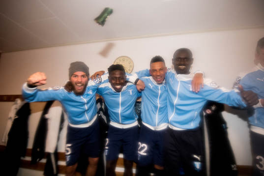 Malmö FFs Erdal Rakip, Pa Konate, Tobias Sana och Enock