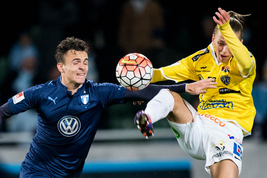 Malmö FFs Andreas Vindheim och Falkenbergs Jesper Karlsson