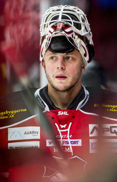 Malmö Redhawks målvakt Oscar Alsenfelt deppar