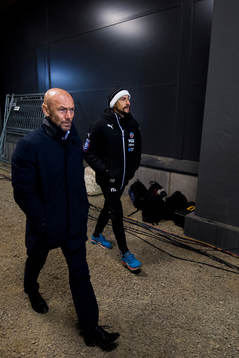 Djurgårdens tränare Mark Dempsey och Helsingborgs manager