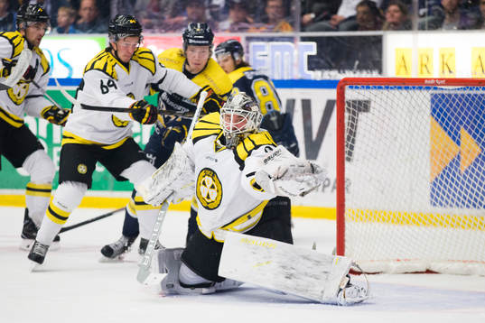 Brynäs målvakt David Rautio räddar