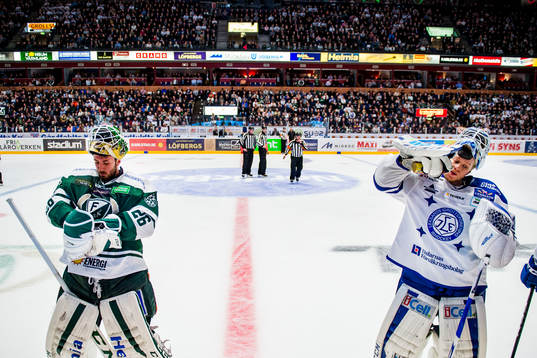Färjestads målvakt Stefan Steen och Leksands målvakt