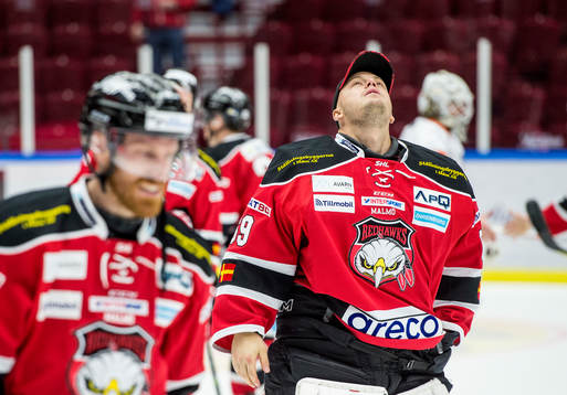 Malmö Redhawks målvakt målvakt Oscar Alsenfelt   deppar