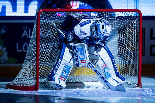 Leksands målvakt Henrik Haukeland  i ishockeymatchen i SHL