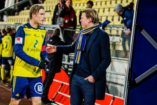 Ängelholms Marcus Bergholtz och tränare Christian