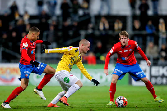 Helsingborgs Jordan Larsson och Adam Eriksson och