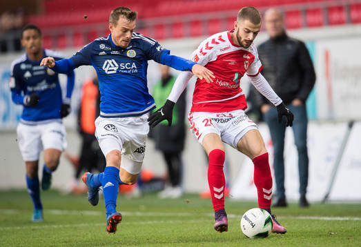 Kalmars Filip Sachpekidis och Sundsvalls Eric Larsson