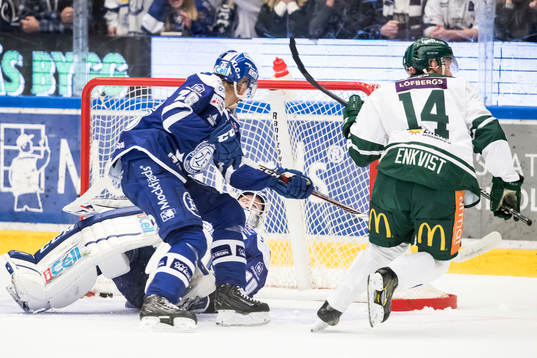kvittering 1-1 bakom Leksands målvakt Henrik Haukeland