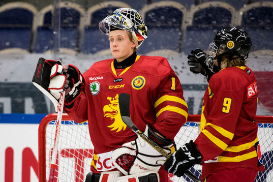 Skånes målvakt Anton Andersson och Linus Hallberg deppar