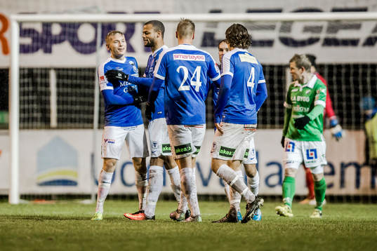 Trelleborgs Mattias Håkansson har gjort 1-2 och jublar med