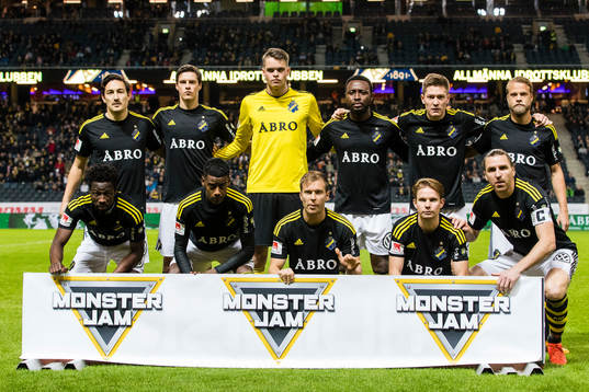 s startelva innan fotbollsmatchen i Allsvenskan mellan AIK