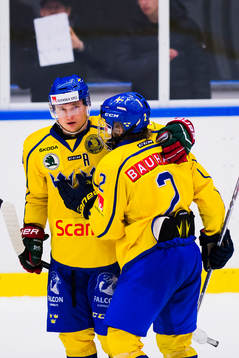 Sveriges Carl Grundström jublar med Erik Brännström