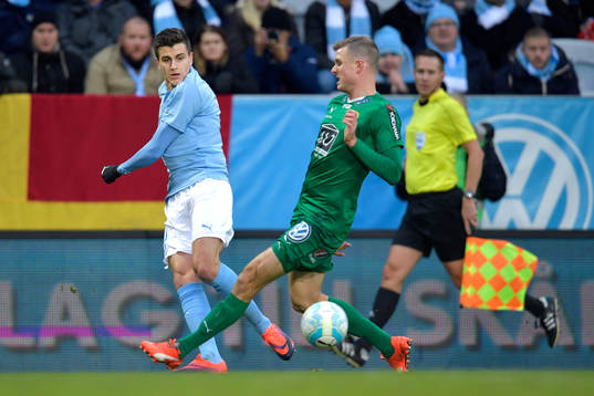 Malmö FFs Alexander Jeremejeff och Hammarbys Richard Magyar