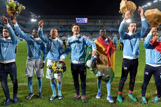 Malmö FFs spelare jublar för SM-guldet
