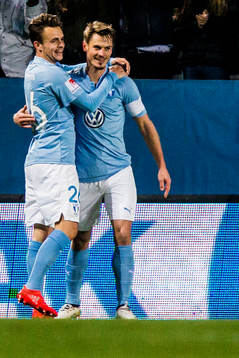 Malmö FFs Andreas Vindheim och Markus Rosenberg jublar